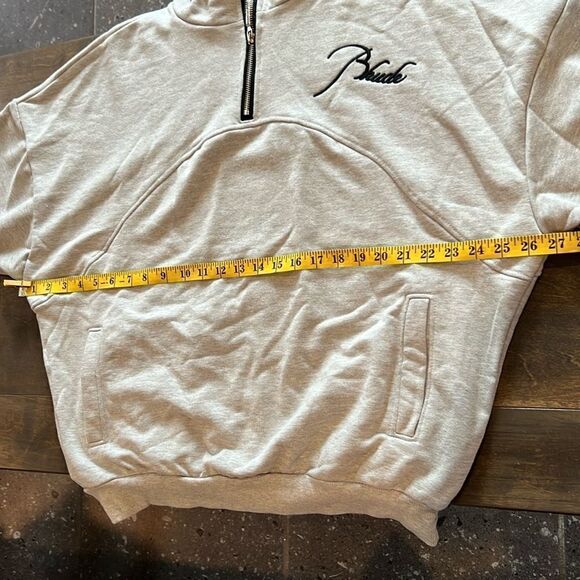 Hbat Half Zipper Embroidery Letter Splicing Stand Collar Sweater Street Loose - Picture 6 of 9